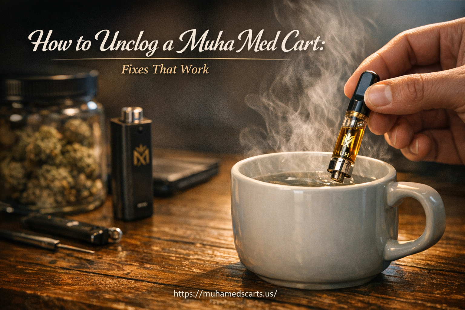 How to unclog a Muha Med cart?