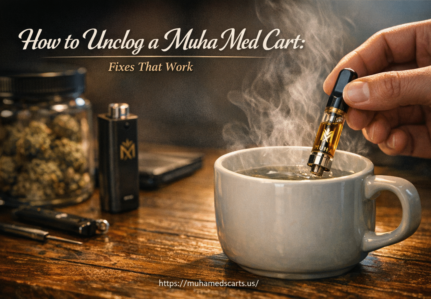 How to unclog a Muha Med cart?